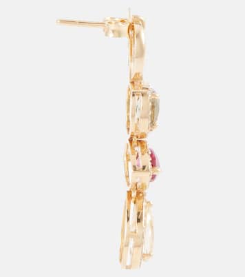Boucles d’oreilles Catena Triple Stone en or 18 ct avec saphir, rubellite, améthyste et diamants | Nadine Aysoy