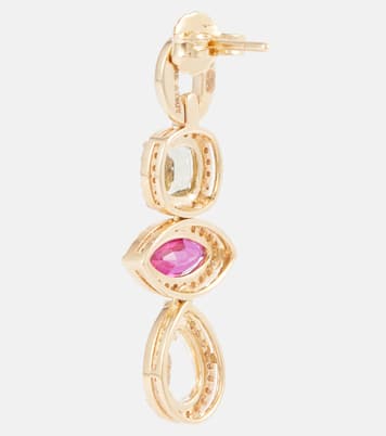 Boucles d’oreilles Catena Triple Stone en or 18 ct avec saphir, rubellite, améthyste et diamants | Nadine Aysoy