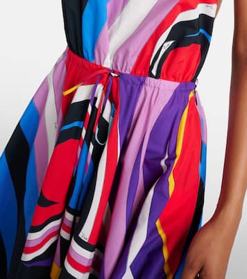 Abito midi Cigni in cotone con scollo all'americana | Pucci
