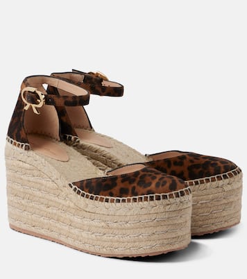 Espadrillas in suede con stampa e zeppa | Gianvito Rossi