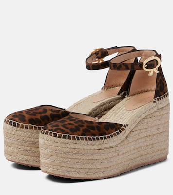 Espadrillas in suede con stampa e zeppa | Gianvito Rossi