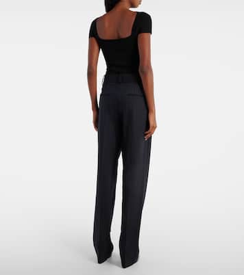 Pantaloni regular gessati Cambie a vita alta | Khaite