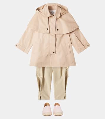 Caped cotton gabardine trench coat | Chloé Kids