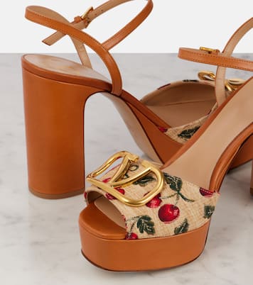 VLogo 115 raffia-effect platform sandals | Valentino Garavani