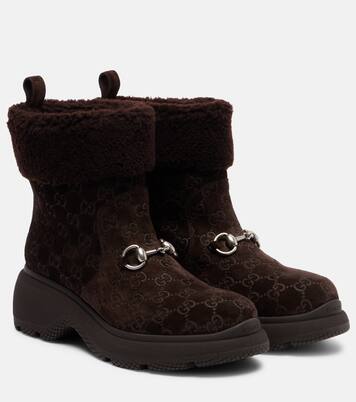 Ankle Boots Yaga GG aus Veloursleder | Gucci