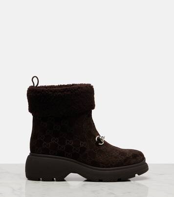 Ankle Boots Yaga GG aus Veloursleder | Gucci