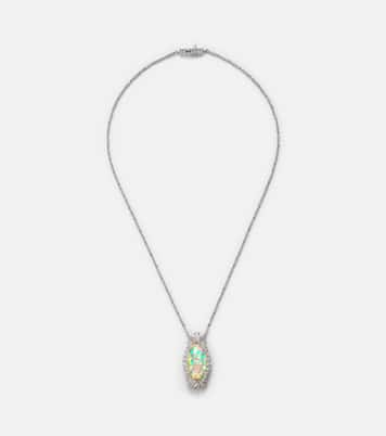 Halskette Reign Supreme aus 18kt Weißgold mit Diamanten und Opal | Yeprem