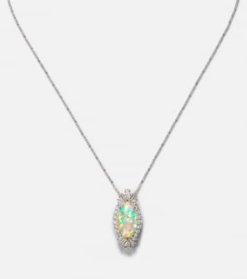 Halskette Reign Supreme aus 18kt Weißgold mit Diamanten und Opal | Yeprem