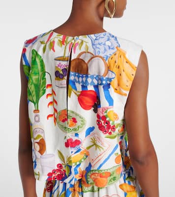 Printed linen-blend crop top | Farm Rio