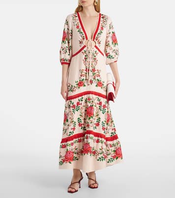 Bedrucktes Maxikleid aus einem Leinengemisch | Farm Rio