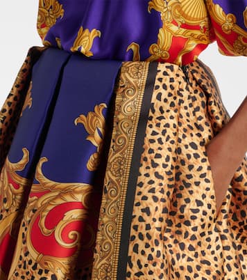 Pleated printed satin miniskirt | Versace