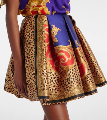 Pleated printed satin miniskirt | Versace