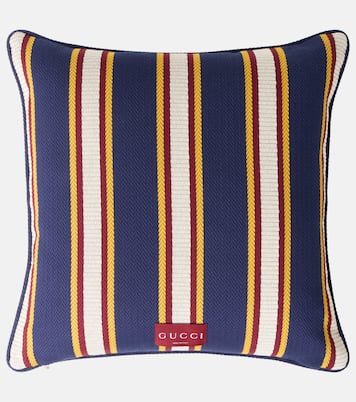 Cuscino in cotone a righe con logo | Gucci