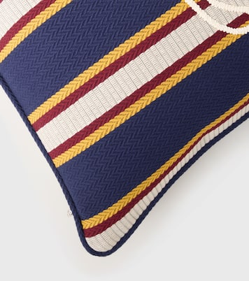 Cuscino in cotone a righe con logo | Gucci