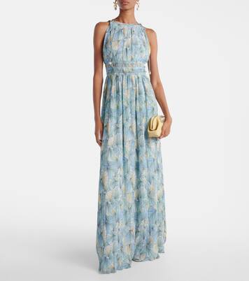 Yardley floral pleated chiffon gown | Veronica Beard