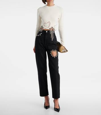 Crystal-embellished wide-leg jeans | Area