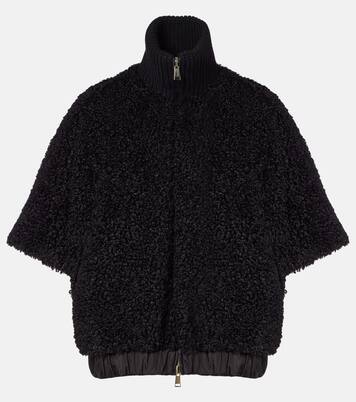 Reversible leather-trimmed cape | Moncler