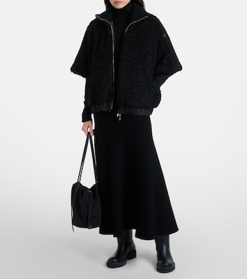 Reversible leather-trimmed cape | Moncler