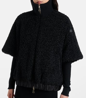 Reversible leather-trimmed cape | Moncler