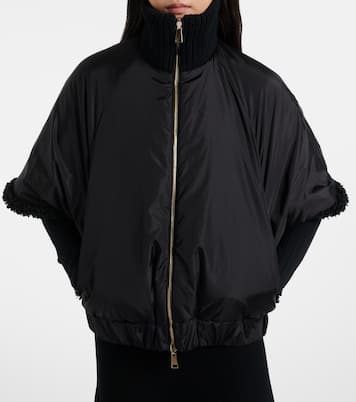Reversible leather-trimmed cape | Moncler