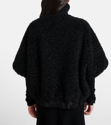 Reversible leather-trimmed cape | Moncler