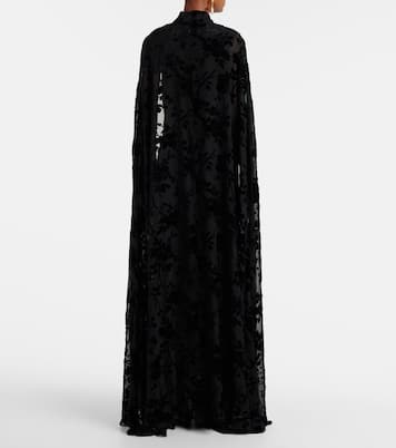 Caped floral velvet devoré gown | Rodarte