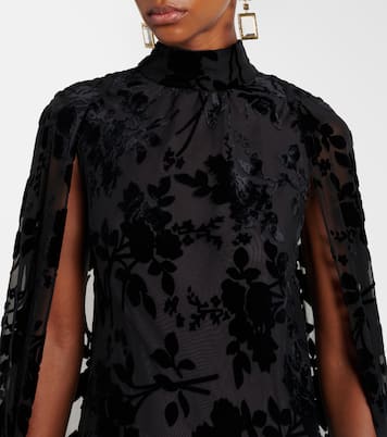 Caped floral velvet devoré gown | Rodarte
