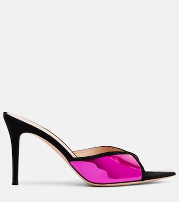 85 suede-trimmed metallic leather mules | Gianvito Rossi