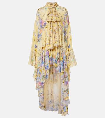 Abito lungo asimmetrico in georgette di seta | Camilla