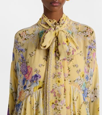 Abito lungo asimmetrico in georgette di seta | Camilla