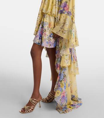 Abito lungo asimmetrico in georgette di seta | Camilla