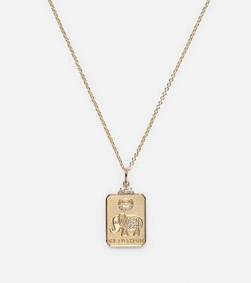 The Elephant Tarot Card 14kt gold pendant necklace with diamonds | Sydney Evan