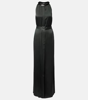 Belted satin crêpe halterneck gown | Tom Ford