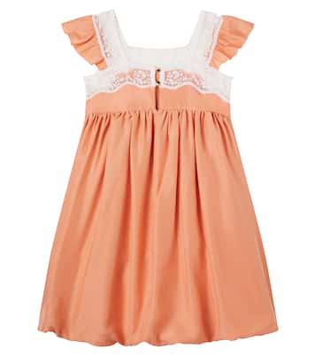 Lace-trimmed silk dress | Chloé Kids