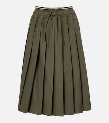 Pleated poplin midi skirt | Prada