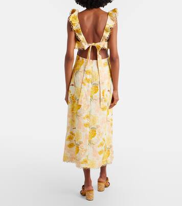 Robe midi Como en lin à fleurs | Zimmermann