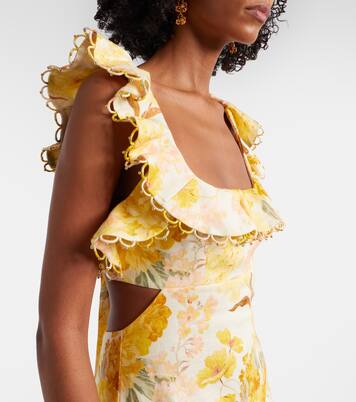 Robe midi Como en lin à fleurs | Zimmermann