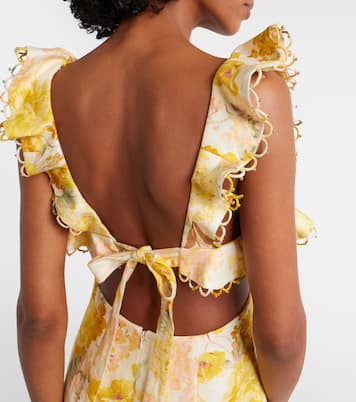 Robe midi Como en lin à fleurs | Zimmermann