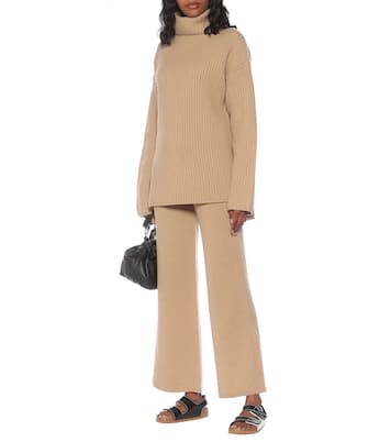 Pantalon évasé à taille haute en laine mélangée | Joseph