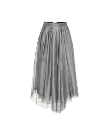 Jupe midi en coton mélangé | Brunello Cucinelli