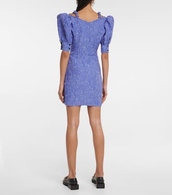 Jacquard puff-sleeve minidress | Ganni