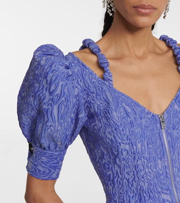 Jacquard puff-sleeve minidress | Ganni