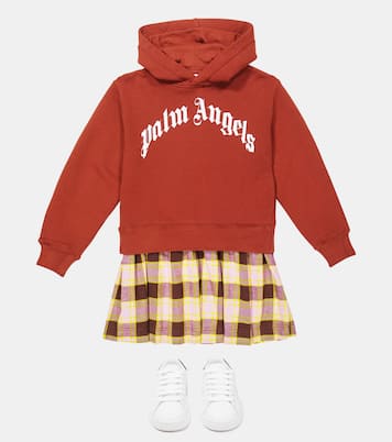 Abito in cotone a quadri con cappuccio | Palm Angels Kids