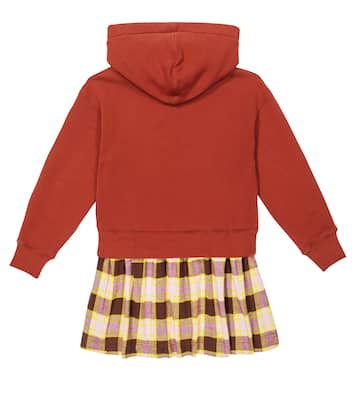 Abito in cotone a quadri con cappuccio | Palm Angels Kids