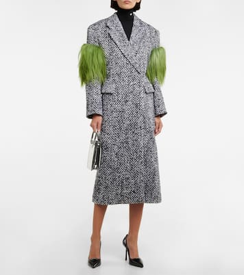 Abrigo de tweed con borrego | Prada