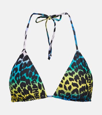 Leopard-print triangle bikini top | Ganni