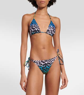 Leopard-print triangle bikini top | Ganni