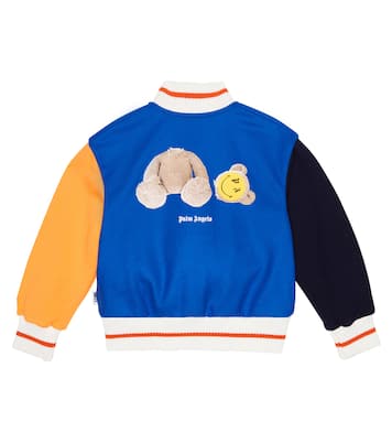 Colorblocked wool-blend varsity jacket | Palm Angels Kids