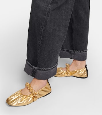 Scrunchie metallic ballet flats | Ganni