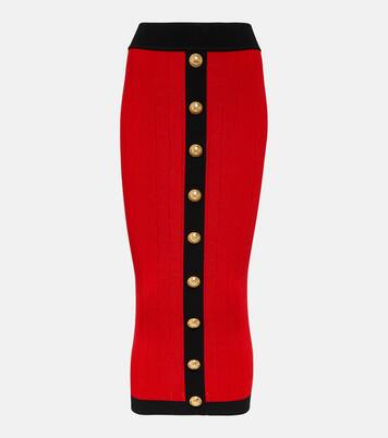Falda midi de punto acanalado | Balmain